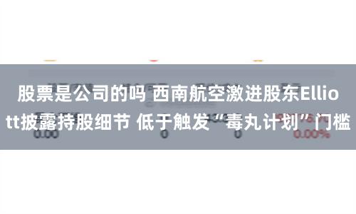 股票是公司的吗 西南航空激进股东Elliott披露持股细节 低于触发“毒丸计划”门槛