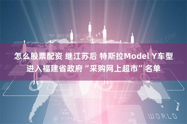 怎么股票配资 继江苏后 特斯拉Model Y车型进入福建省政府“采购网上超市”名单